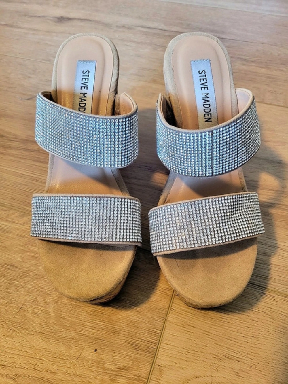 Steve Madden Sandro Rhinestone Wedge Sandals Size 6.5